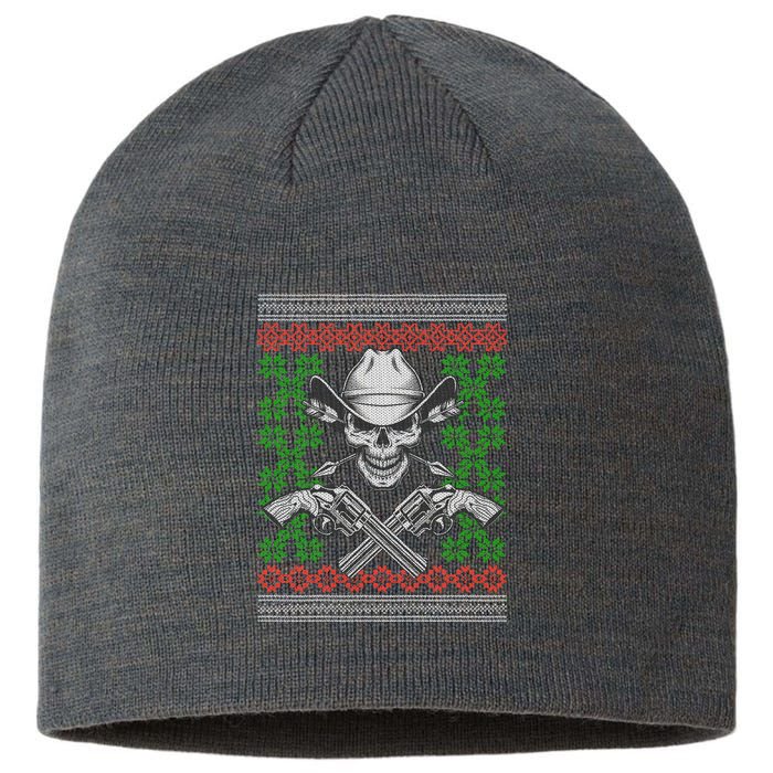 Cool Cowboy Skull Ugly Christmas Sweater Sustainable Beanie