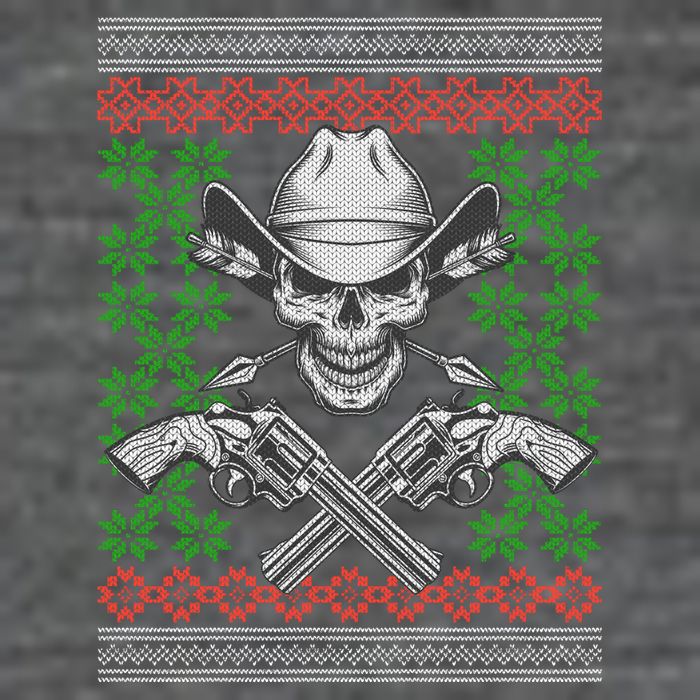 Cool Cowboy Skull Ugly Christmas Sweater Sustainable Beanie
