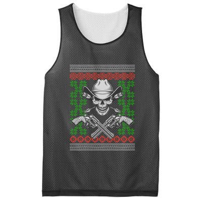 Cool Cowboy Skull Ugly Christmas Sweater Mesh Reversible Basketball Jersey Tank