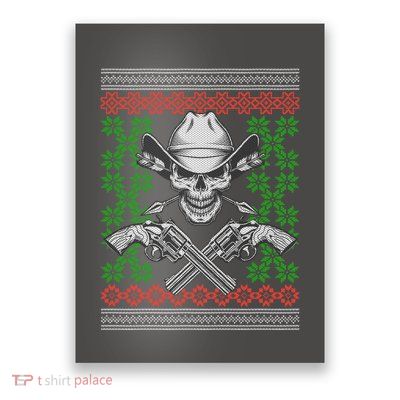 Cool Cowboy Skull Ugly Christmas Sweater Poster