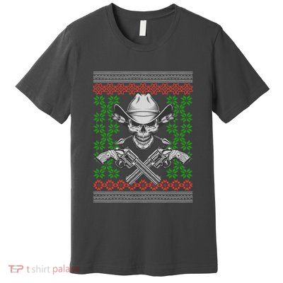Cool Cowboy Skull Ugly Christmas Sweater Premium T-Shirt