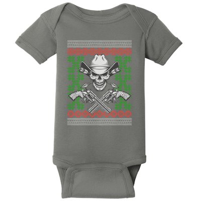 Cool Cowboy Skull Ugly Christmas Sweater Baby Bodysuit
