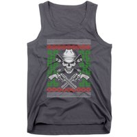 Cool Cowboy Skull Ugly Christmas Sweater Tank Top