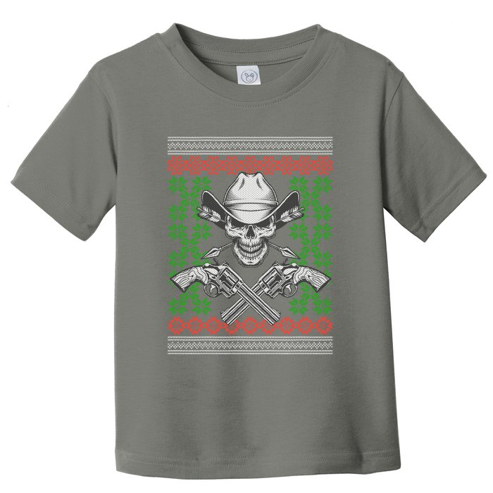 Cool Cowboy Skull Ugly Christmas Sweater Toddler T-Shirt