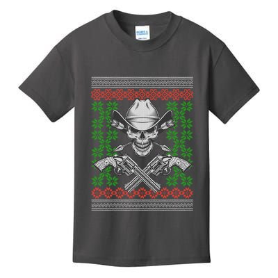 Cool Cowboy Skull Ugly Christmas Sweater Kids T-Shirt