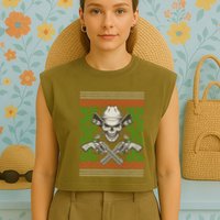 Cool Cowboy Skull Ugly Christmas Sweater Garment-Dyed Women's Muscle Tee