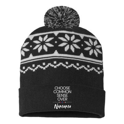 Choose Common Sense Over Nonsense Kamala Harris USA-Made Snowflake Beanie