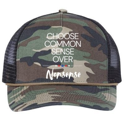 Choose Common Sense Over Nonsense Kamala Harris Retro Rope Trucker Hat Cap