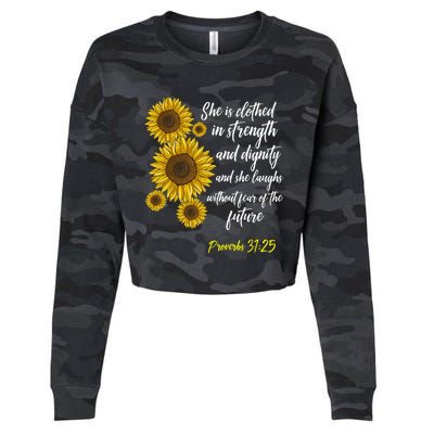 Cute Christian Sunflower Gift Best Religious Moms Cool Gift Cropped Pullover Crew