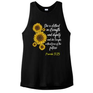 Cute Christian Sunflower Gift Best Religious Moms Cool Gift Ladies PosiCharge Tri-Blend Wicking Tank