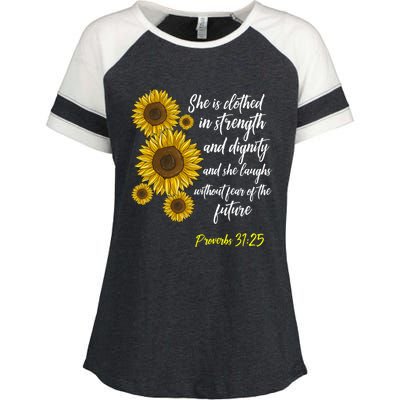 Cute Christian Sunflower Gift Best Religious Moms Cool Gift Enza Ladies Jersey Colorblock Tee