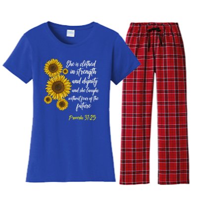 Cute Christian Sunflower Gift Best Religious Moms Cool Gift Women's Flannel Pajama Set