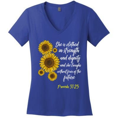 Cute Christian Sunflower Gift Best Religious Moms Cool Gift Women's V-Neck T-Shirt