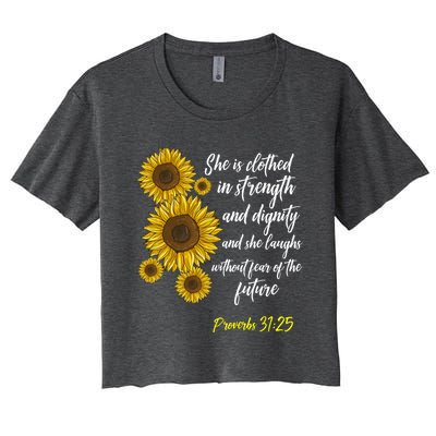 Cute Christian Sunflower Gift Best Religious Moms Cool Gift Women's Crop Top Tee