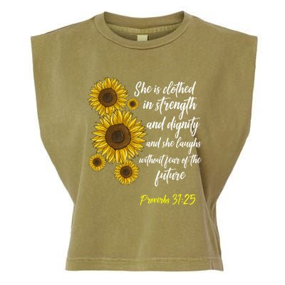 Cute Christian Sunflower Gift Best Religious Moms Cool Gift Garment-Dyed Women's Muscle Tee