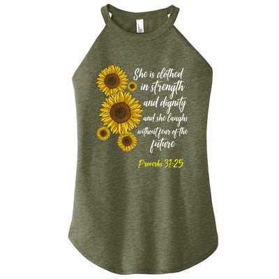 Cute Christian Sunflower Gift Best Religious Moms Cool Gift Women's Perfect Tri Rocker Tank