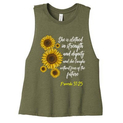 Cute Christian Sunflower Gift Best Religious Moms Cool Gift Women's Racerback Cropped Tank