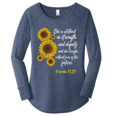 Cute Christian Sunflower Gift Best Religious Moms Cool Gift Women's Perfect Tri Tunic Long Sleeve Shirt