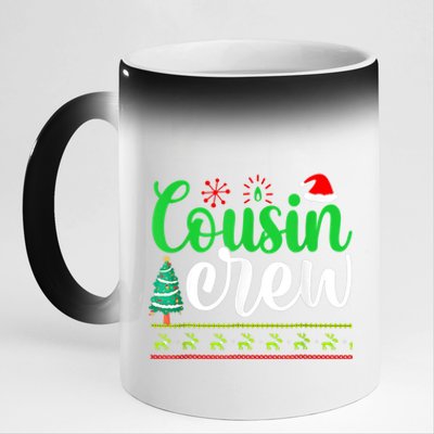 Cousin Crew Santa Hat Pajamas Matching Family Christmas Cool Gift 11oz Black Color Changing Mug