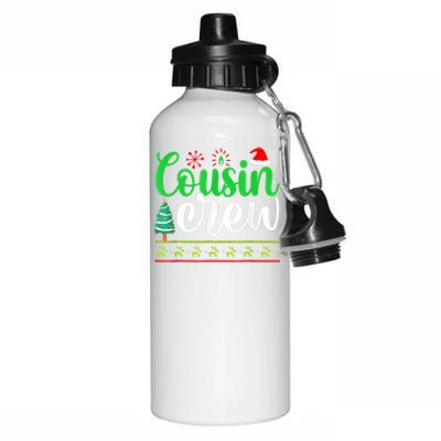 Cousin Crew Santa Hat Pajamas Matching Family Christmas Cool Gift Aluminum Water Bottle