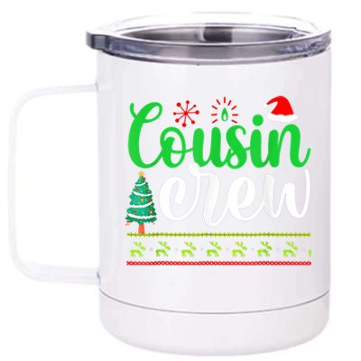 Cousin Crew Santa Hat Pajamas Matching Family Christmas Cool Gift 12 oz Stainless Steel Tumbler Cup