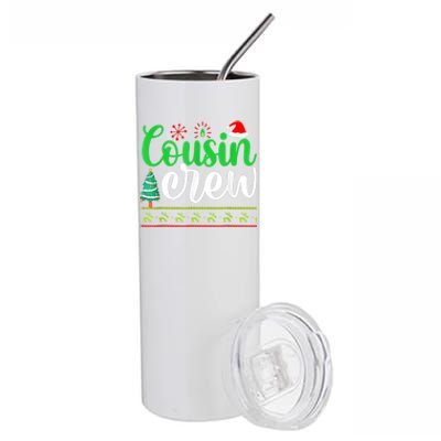 Cousin Crew Santa Hat Pajamas Matching Family Christmas Cool Gift Stainless Steel Tumbler