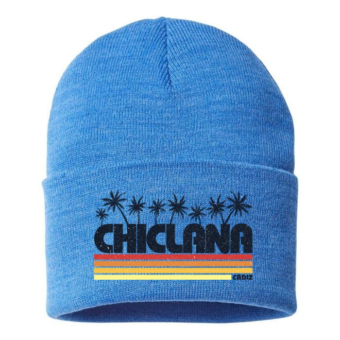 Chiclana Cadiz Spain Retro Tourism Cool Gift Sustainable Knit Beanie