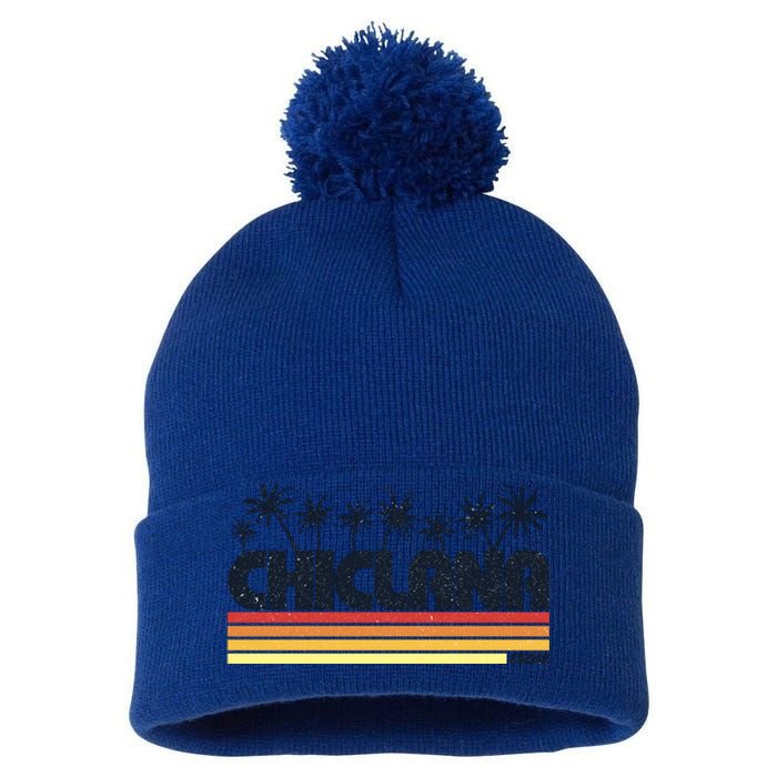 Chiclana Cadiz Spain Retro Tourism Cool Gift Pom Pom 12in Knit Beanie