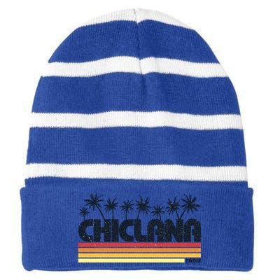 Chiclana Cadiz Spain Retro Tourism Cool Gift Striped Beanie with Solid Band