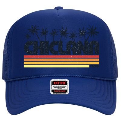 Chiclana Cadiz Spain Retro Tourism Cool Gift High Crown Mesh Back Trucker Hat