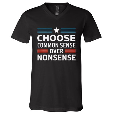 Choose Common Sense Over Nonsense 2024 Election Democrat Gif V-Neck T-Shirt