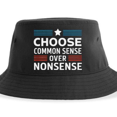 Choose Common Sense Over Nonsense 2024 Election Democrat Gif Sustainable Bucket Hat