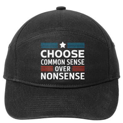 Choose Common Sense Over Nonsense 2024 Election Democrat Gif 7-Panel Snapback Hat