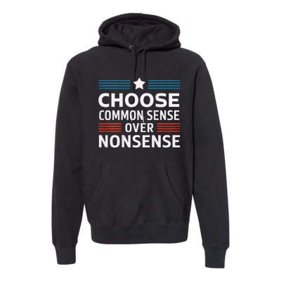 Choose Common Sense Over Nonsense 2024 Election Democrat Gif Premium Hoodie