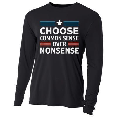 Choose Common Sense Over Nonsense 2024 Election Democrat Gif Cooling Performance Long Sleeve Crew