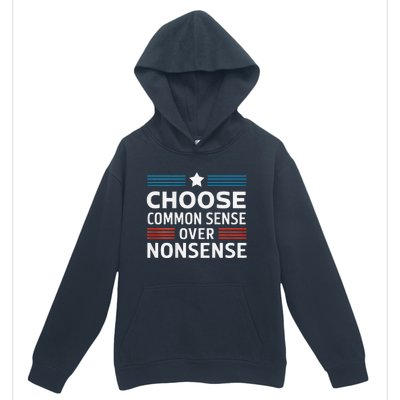 Choose Common Sense Over Nonsense 2024 Election Democrat Gif Urban Pullover Hoodie