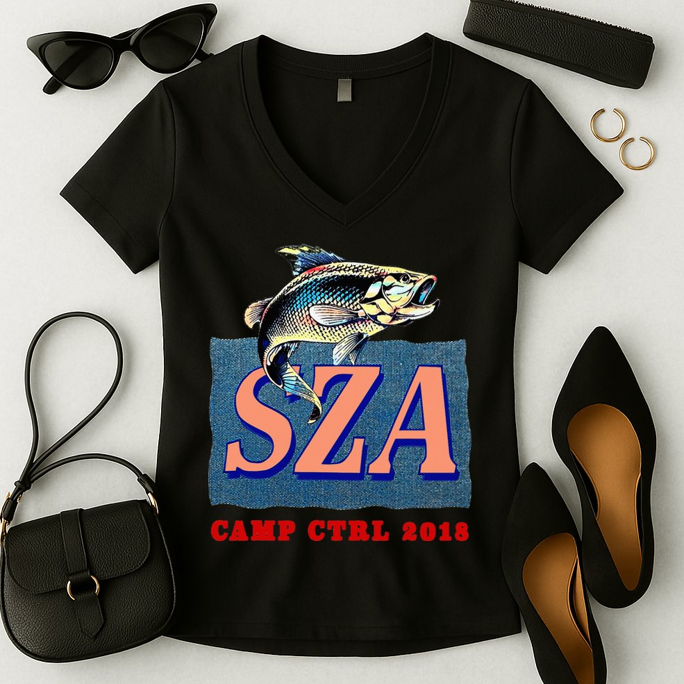 Camp Ctrl SZA fishing Women's V-Neck T-Shirt