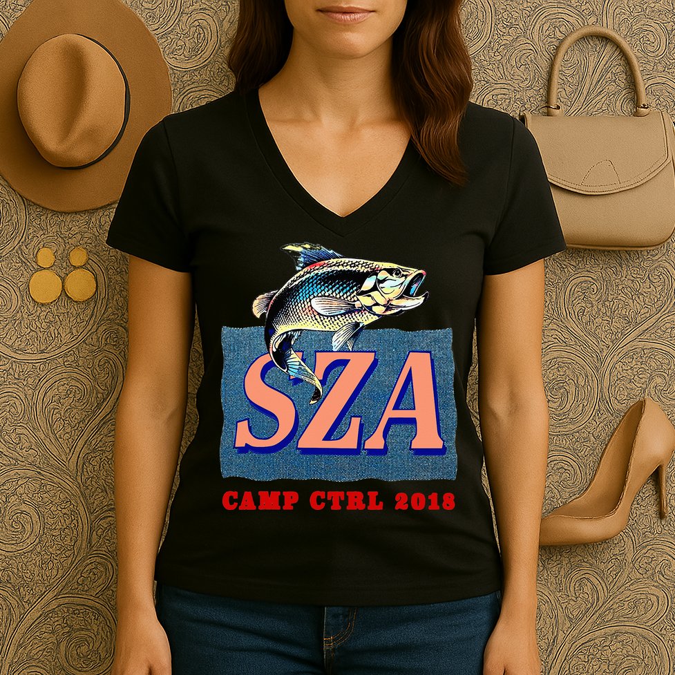 Camp Ctrl SZA fishing Women's V-Neck T-Shirt