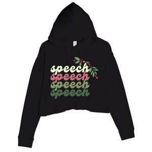 Cute Christmas Speech Therapy Slp Therapist Retro Holiday Gift Crop Fleece Hoodie