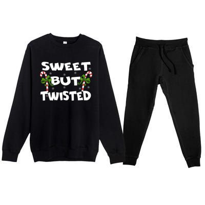 Candy Cane Sweet But Twisted Christmas Xmas Pajama Gift Premium Crewneck Sweatsuit Set