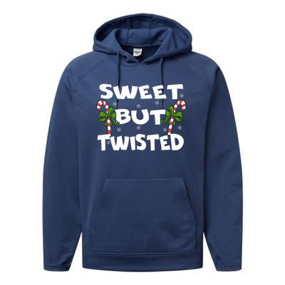 Candy Cane Sweet But Twisted Christmas Xmas Pajama Gift Performance Fleece Hoodie