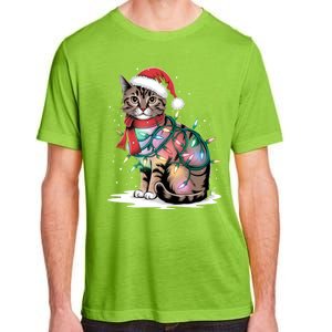 Cat Christmas Santa Hat For Mom Dad Cat Lover Xmas Cat Gift Adult ChromaSoft Performance T-Shirt