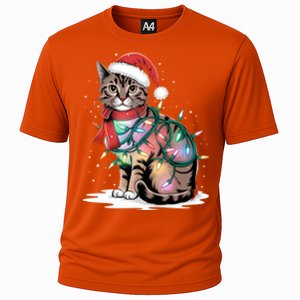 Cat Christmas Santa Hat For Mom Dad Cat Lover Xmas Cat Gift Cooling Performance Crew T-Shirt