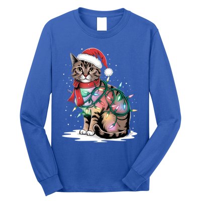 Cat Christmas Santa Hat For Mom Dad Cat Lover Xmas Cat Gift Long Sleeve Shirt