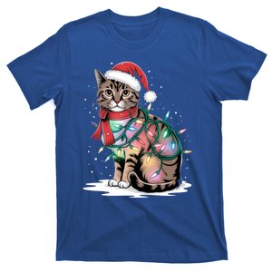 Cat Christmas Santa Hat For Mom Dad Cat Lover Xmas Cat Gift T-Shirt