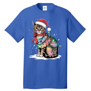 Cat Christmas Santa Hat For Mom Dad Cat Lover Xmas Cat Gift Tall T-Shirt