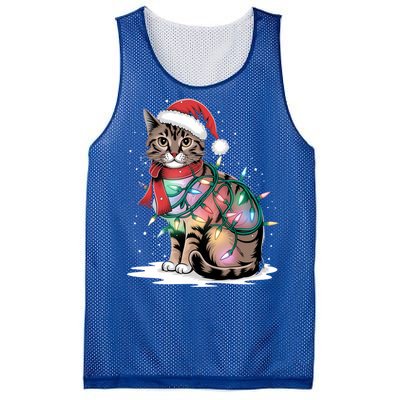 Cat Christmas Santa Hat For Mom Dad Cat Lover Xmas Cat Gift Mesh Reversible Basketball Jersey Tank