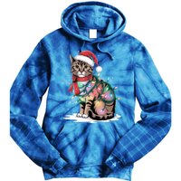 Cat Christmas Santa Hat For Mom Dad Cat Lover Xmas Cat Gift Tie Dye Hoodie