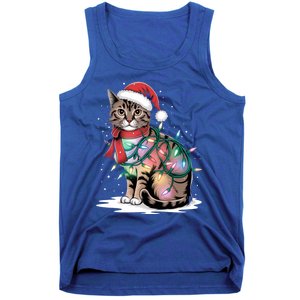 Cat Christmas Santa Hat For Mom Dad Cat Lover Xmas Cat Gift Tank Top