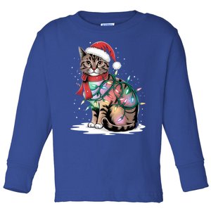 Cat Christmas Santa Hat For Mom Dad Cat Lover Xmas Cat Gift Toddler Long Sleeve Shirt